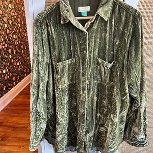 Anthropologie MAEVE Velvet Green BUTTON-DOWN